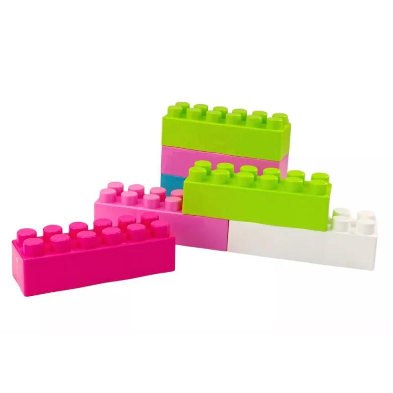 LEAN TOYS Large Oblong Construction Blocks in a Bag with Colored Stickers – 20 Pieces