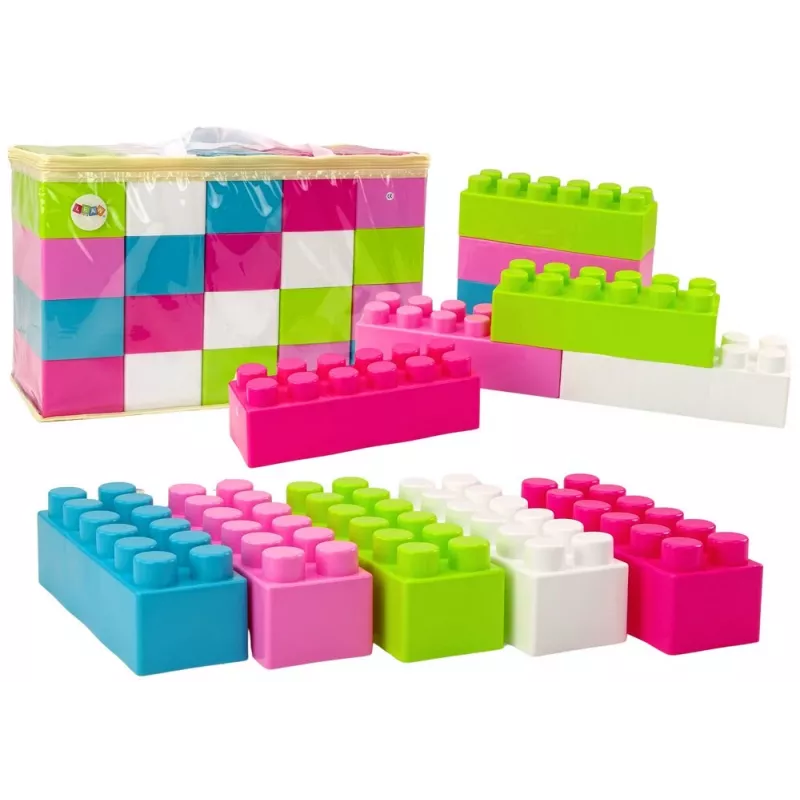 LEAN TOYS Large Oblong Construction Blocks in a Bag with Colored Stickers – 20 Pieces