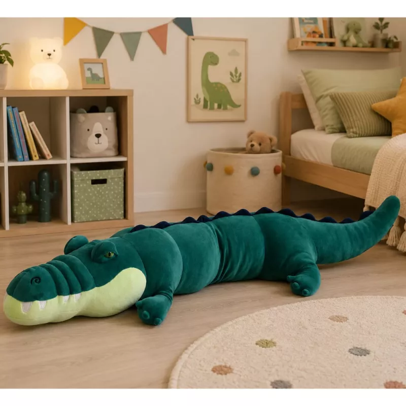 LEAN TOYS Large Plush Crocodile Mascot Cuddly Toy Realistic Green 150 cm