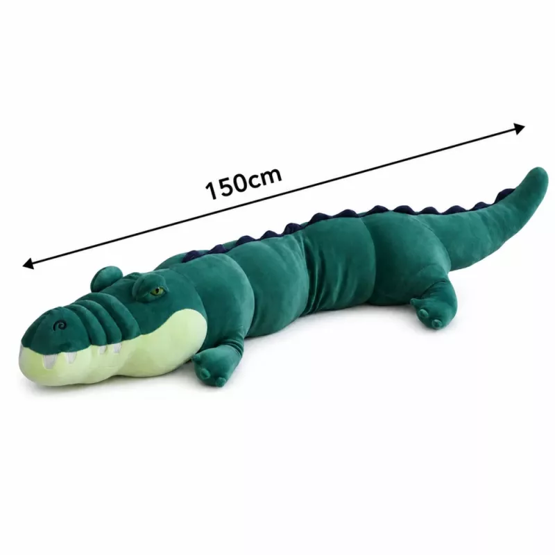 LEAN TOYS Large Plush Crocodile Mascot Cuddly Toy Realistic Green 150 cm
