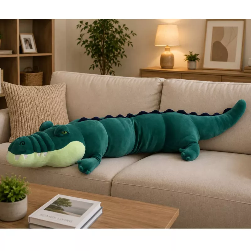 LEAN TOYS Large Plush Crocodile Mascot Cuddly Toy Realistic Green 150 cm