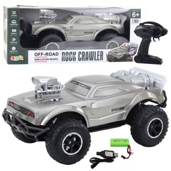 LEAN TOYS Large Remote Controlled Off-Road Sports Car RC Silver 1:8