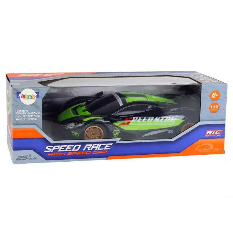 LEAN TOYS Large Remote Controlled Sports Car 1:10 Green and Black