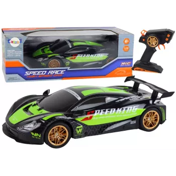 LEAN TOYS Large Remote Controlled Sports Car 1:10 Green and Black