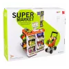 LEAN TOYS Large Supermarket Cash Register Trolley Set - 60 Pieces with Lights, Sounds & Accessories, Role Play Toy for Kids 3+