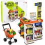 LEAN TOYS Large Supermarket Cash Register Trolley Set - 60 Pieces with Lights, Sounds & Accessories, Role Play Toy for Kids 3+