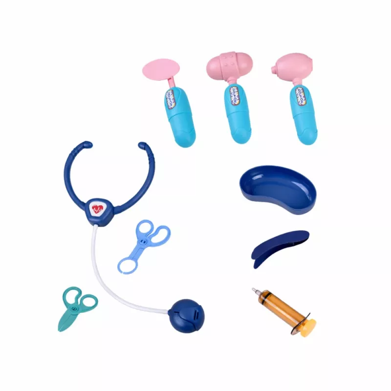 LEAN TOYS Little Doctor's Set Medical Cart X-Ray ECG Lights Pink 16 pcs.