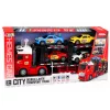 LEAN TOYS Lora Transporter Tow Truck with 4 Cars, Lights & Sounds – Friction Powered Toy Car Carrier with Detachable Trailer