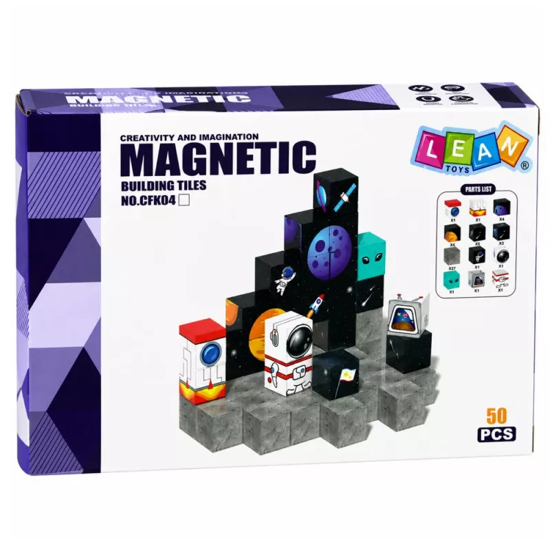 LEAN TOYS Magnetic Building Blocks 50-Piece Set – 3D Pixel Unicorn Cubes, ABS Plastic, Creative Construction Toy