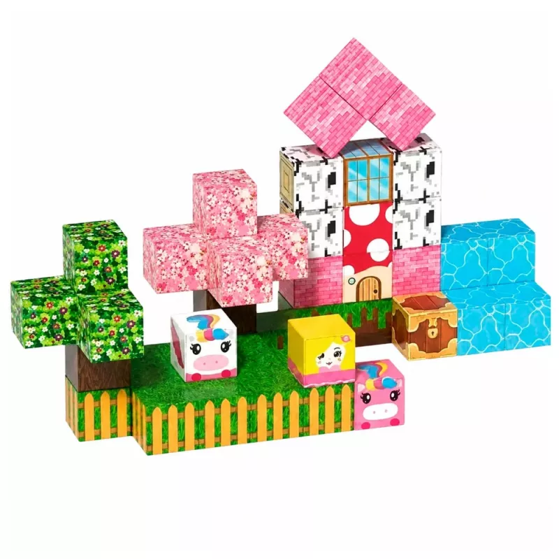 LEAN TOYS Magnetic Building Blocks 50-Piece Set – 3D Pixel Unicorn Cubes, ABS Plastic, Creative Construction Toy