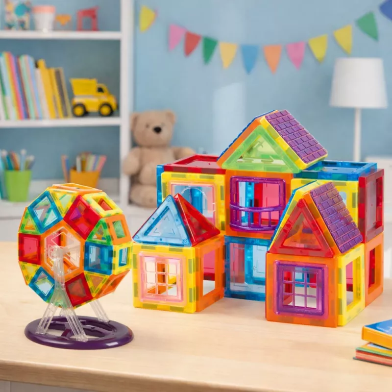 LEAN TOYS Magnetic Building Blocks Set, 70 Pieces – Educational STEM Construction Toy with Strong Neodymium Magnets, Multi-Colour ABS Plastic, Safe & Durable for Children Age 3+