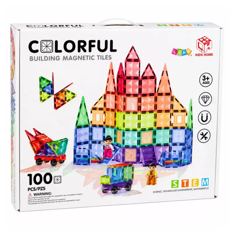 LEAN TOYS Magnetic Construction Blocks 3D Panels Creative STEM Colorful 100 pcs