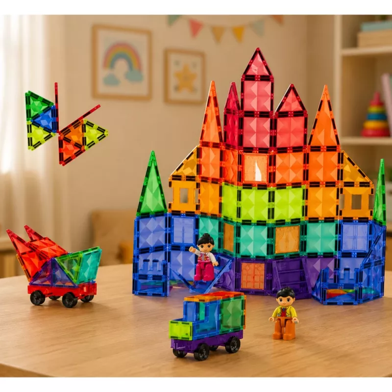 LEAN TOYS Magnetic Construction Blocks 3D Panels Creative STEM Colorful 100 pcs