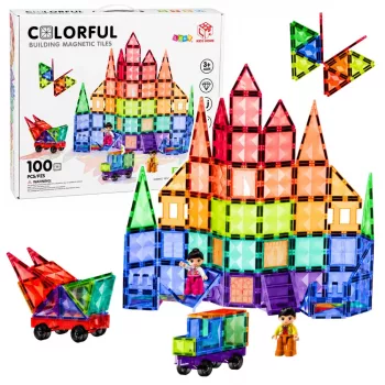 LEAN TOYS Magnetic Construction Blocks 3D Panels Creative STEM Colorful 100 pcs