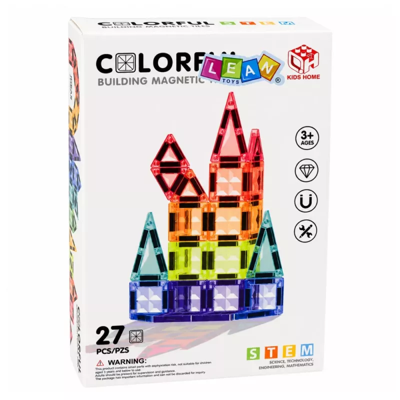 LEAN TOYS Magnetic Construction Blocks 3D Panels Creative STEM Colorful 27 pcs