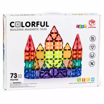 LEAN TOYS Magnetic Construction Blocks 3D Panels Creative STEM Colorful 73 pcs