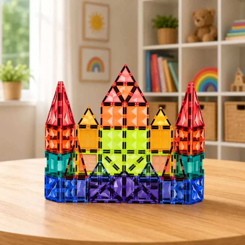 LEAN TOYS Magnetic Construction Blocks 3D Panels Creative STEM Colorful 73 pcs