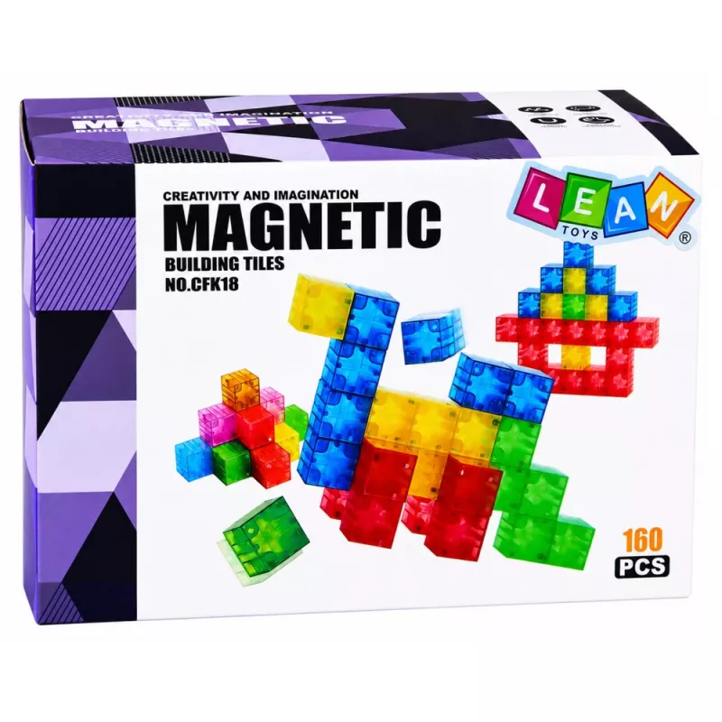 LEAN TOYS Magnetic Construction Blocks Cubes Colorful 3D Cubes 160 pcs