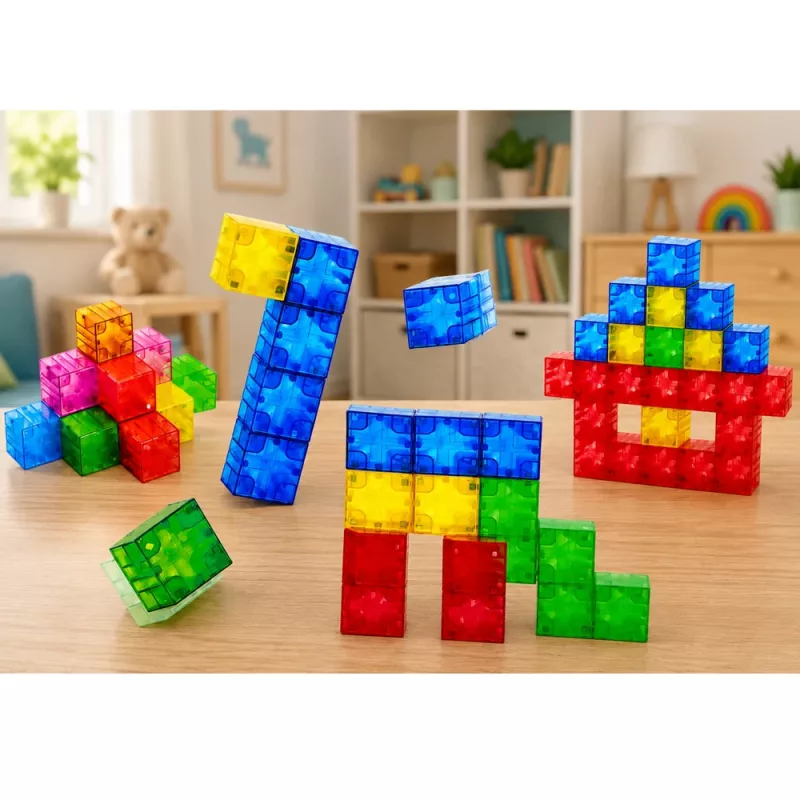 LEAN TOYS Magnetic Construction Blocks Cubes Colorful 3D Cubes 160 pcs