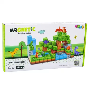 LEAN TOYS Magnetic Construction Blocks Cubes Square World 3D 114 Pieces