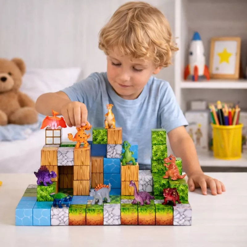 LEAN TOYS Magnetic Construction Blocks Cubes Square World 3D 114 Pieces
