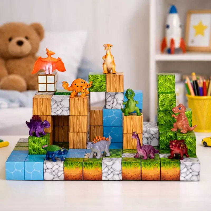 LEAN TOYS Magnetic Construction Blocks Cubes Square World 3D 114 Pieces