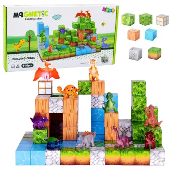 LEAN TOYS Magnetic Construction Blocks Cubes Square World 3D 114 Pieces