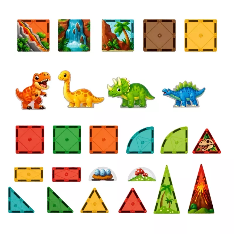 LEAN TOYS Magnetic Construction Blocks Dinosaurs Volcano 31 pcs