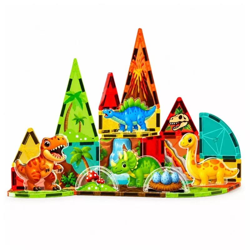 LEAN TOYS Magnetic Construction Blocks Dinosaurs Volcano 31 pcs