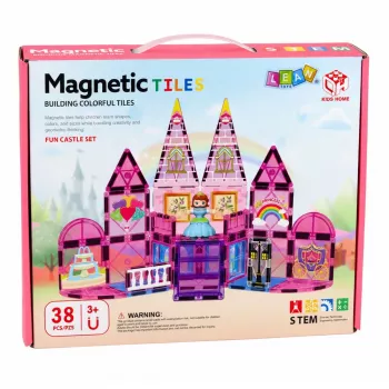 LEAN TOYS Magnetic Construction Blocks Princess Castle Pink 38 pcs.