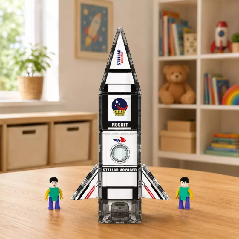 LEAN TOYS Magnetic Construction Blocks Space Rocket Figures 26 pcs