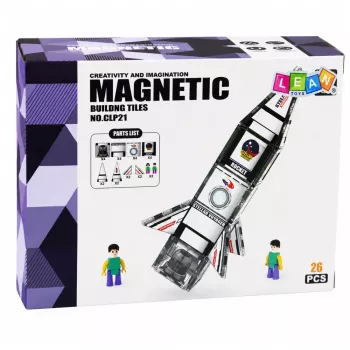 LEAN TOYS Magnetic Construction Blocks Space Rocket Figures 26 pcs