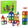 LEAN TOYS Magnetic Construction Blocks Track Set with STEM Balls and Dinosaurs – 92 Pieces