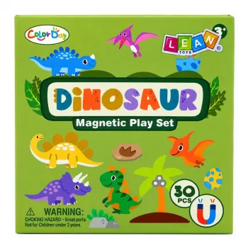 LEAN TOYS Magnetic Puzzle Book Dinosaurs Colorful Magnets 30 pcs