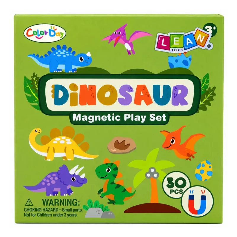 LEAN TOYS Magnetic Puzzle Book Dinosaurs Colorful Magnets 30 pcs