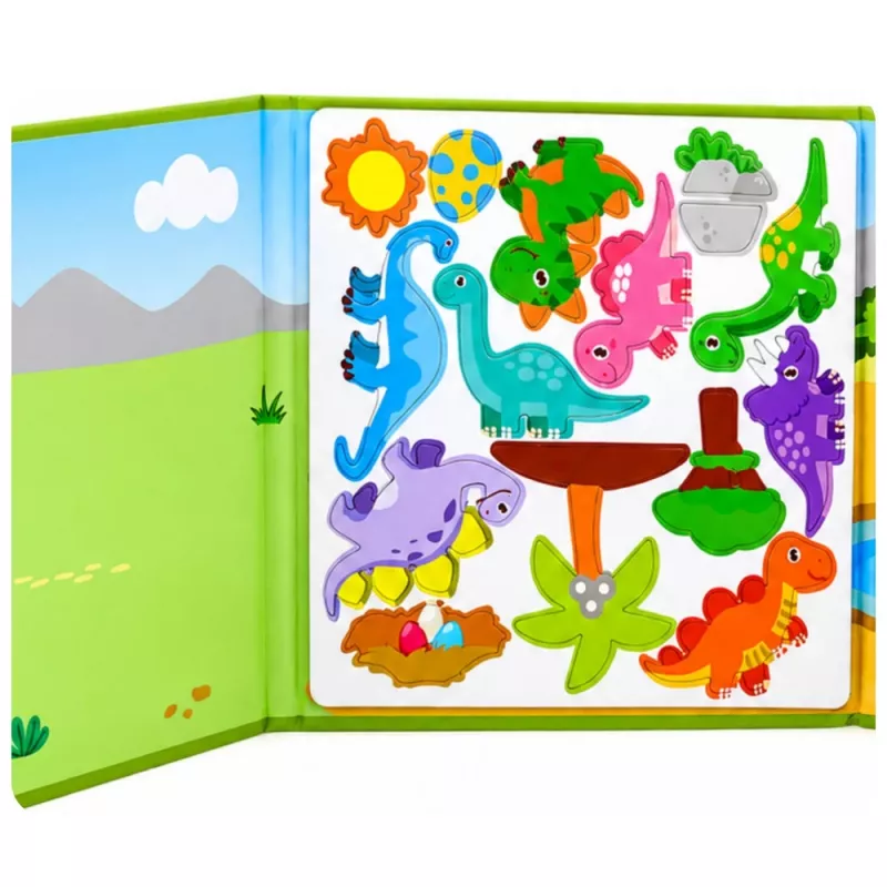 LEAN TOYS Magnetic Puzzle Book Dinosaurs Colorful Magnets 30 pcs