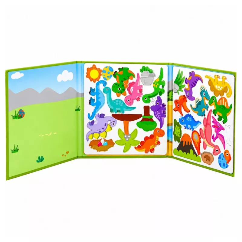 LEAN TOYS Magnetic Puzzle Book Dinosaurs Colorful Magnets 30 pcs