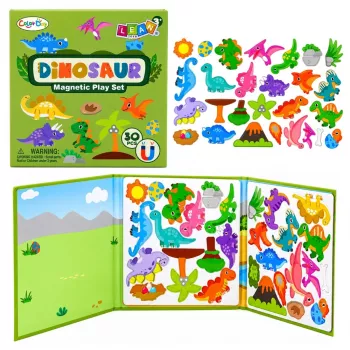 LEAN TOYS Magnetic Puzzle Book Dinosaurs Colorful Magnets 30 pcs