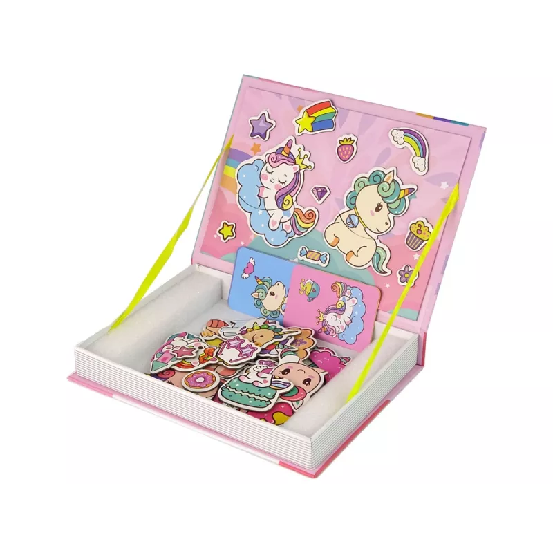 LEAN TOYS Magnetic Puzzle Book Unicorns Puzzles Cards
