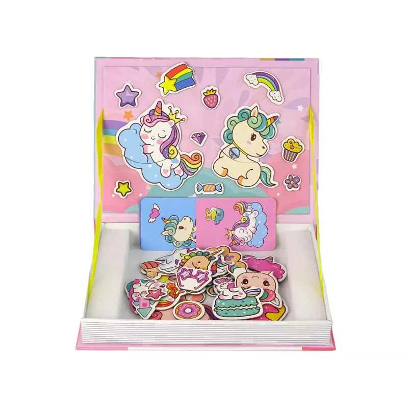 LEAN TOYS Magnetic Puzzle Book Unicorns Puzzles Cards