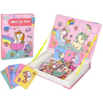 LEAN TOYS Magnetic Puzzle Book Unicorns Puzzles Cards