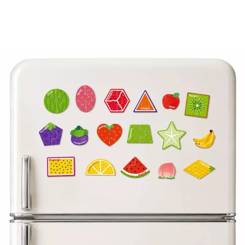 LEAN TOYS Magnetic Puzzle Learning Fruits 30 Pieces – Educational Fruit Magnets for Blackboards, Whiteboards & Refrigerators