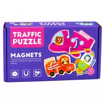 LEAN TOYS Magnetic Puzzle Vehicles Learning Means of Transport Set 30 pcs