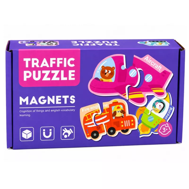 LEAN TOYS Magnetic Puzzle Vehicles Learning Means of Transport Set 30 pcs