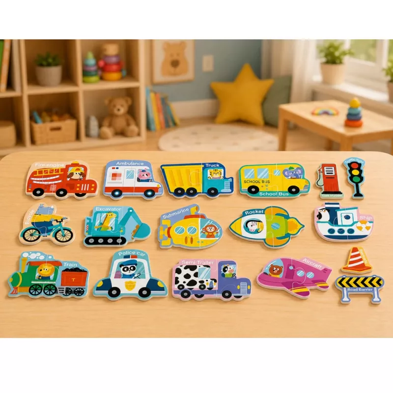LEAN TOYS Magnetic Puzzle Vehicles Learning Means of Transport Set 30 pcs