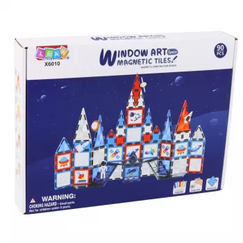 LEAN TOYS Magnetic Space Windows Construction Blocks 90 pcs – ABS Plastic STEM Building Set