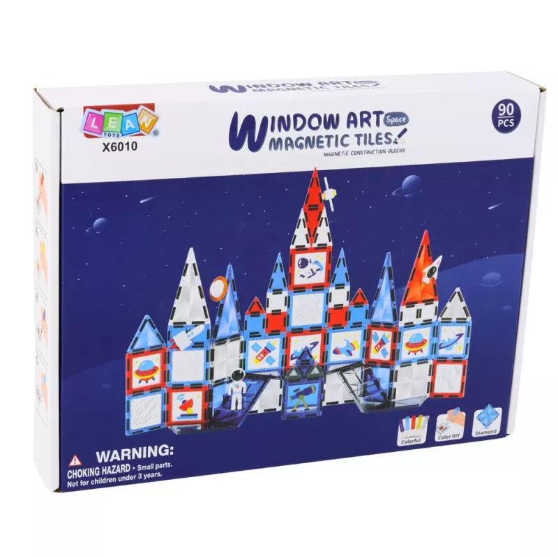 LEAN TOYS Magnetic Space Windows Construction Blocks 90 pcs – ABS Plastic STEM Building Set