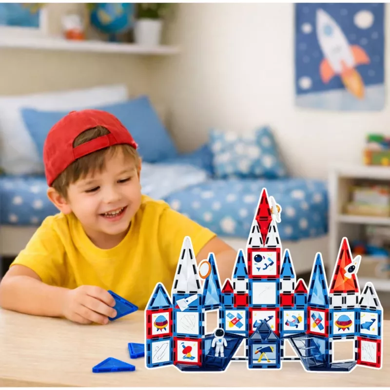 LEAN TOYS Magnetic Space Windows Construction Blocks 90 pcs – ABS Plastic STEM Building Set