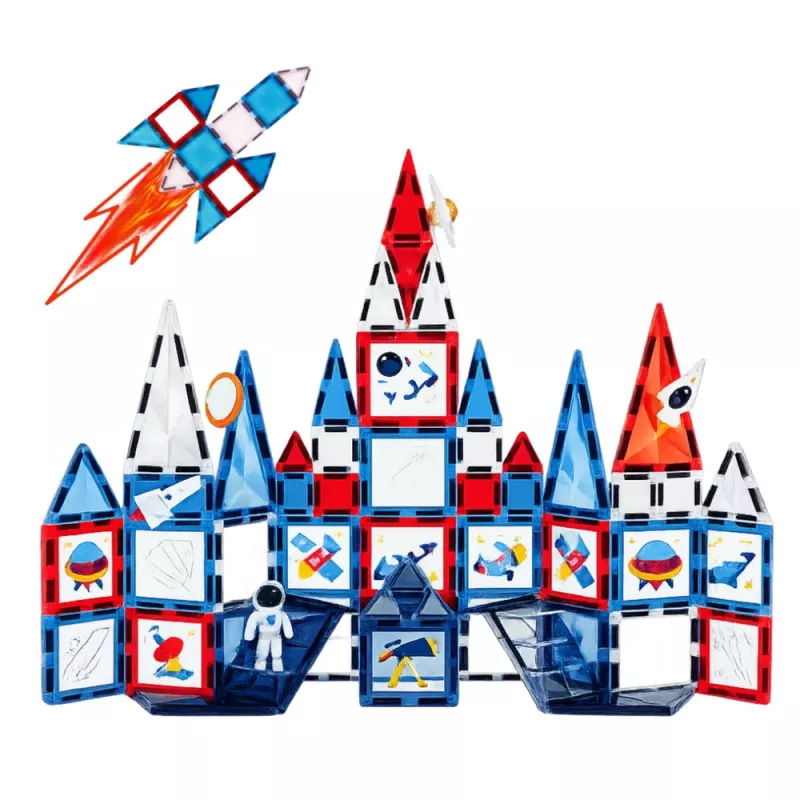 LEAN TOYS Magnetic Space Windows Construction Blocks 90 pcs – ABS Plastic STEM Building Set