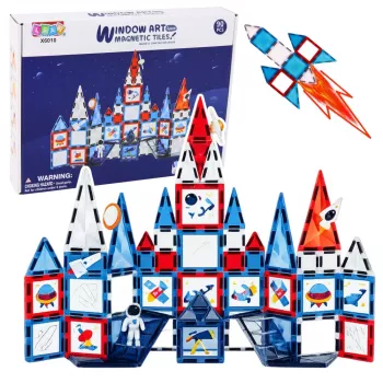 LEAN TOYS Magnetic Space Windows Construction Blocks 90 pcs – ABS Plastic STEM Building Set